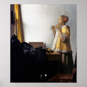 Poster Femme avec collier de perles, Johannes Vermeer