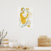 Poster Femme avec des fleurs (Cuisine)