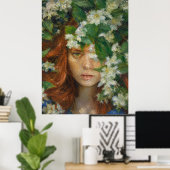 Poster Femme avec des fleurs (Bureau à domicile)