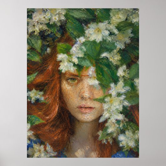 Poster Femme avec des fleurs (Devant)