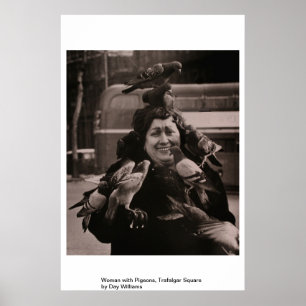 Poster Femme avec des pigeons, carré de Trafalgar