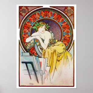 Poster Femme avec du pavot, Mucha