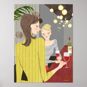 Poster Femme avec du vin