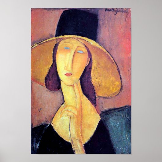 Poster Femme avec grand Casquette, Modigliani (Devant)