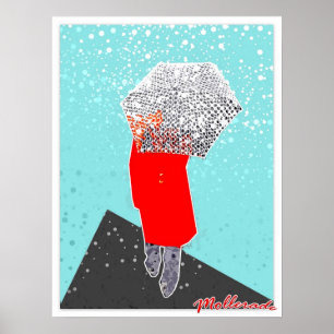 Poster Femme avec parapluie