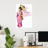 Poster Femme avec parapluie (Bureau à domicile)
