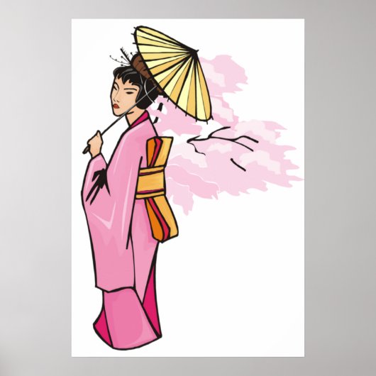 Poster Femme avec parapluie (Devant)