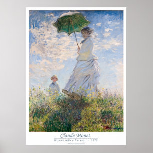 Poster Femme avec parasol - Madame Monet et son fils