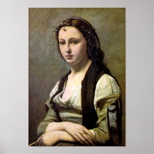 Poster Femme avec perle, Camille Corot, 1868-1870 (Devant)
