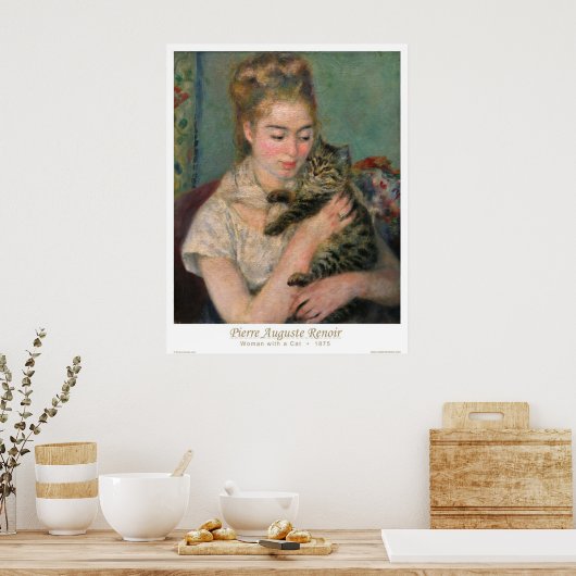 Poster Femme avec un chat (Cuisine)