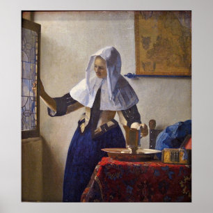 Poster Femme avec un lanceur d'eau. par Johannes Vermeer