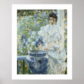 Poster Femme avec un vase d'Irises (Devant)