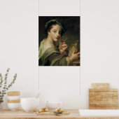 Poster Femme avec un verre de vin (Cuisine)