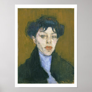 Poster Femme avec une Écharpe Bleue, vers 1912 (huile sur