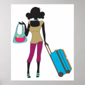 Poster Femme Avec Une Valise (Devant)