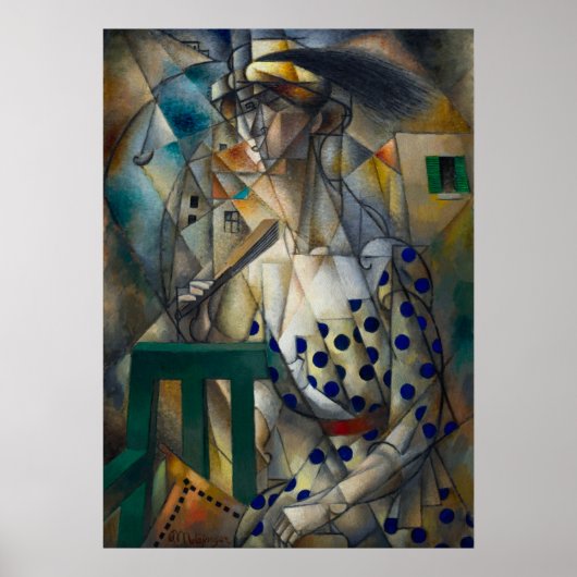 Poster Femme avec ventilateur par Jean Metzinger (Devant)