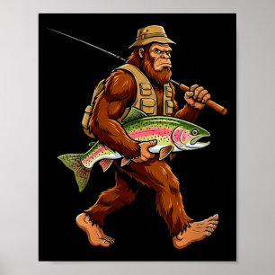 Poster Femme Bigfoot Sasquatch Truite Arc-en-ciel Poisson