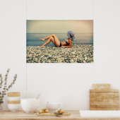 Poster Femme blonde à la plage (Cuisine)