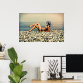 Poster Femme blonde à la plage (Bureau à domicile)