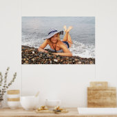 Poster Femme blonde à la plage (Cuisine)