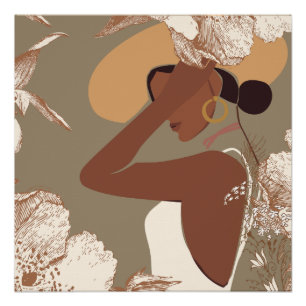 Poster Femme Boho avec une esthétique neutre en ligne d'a