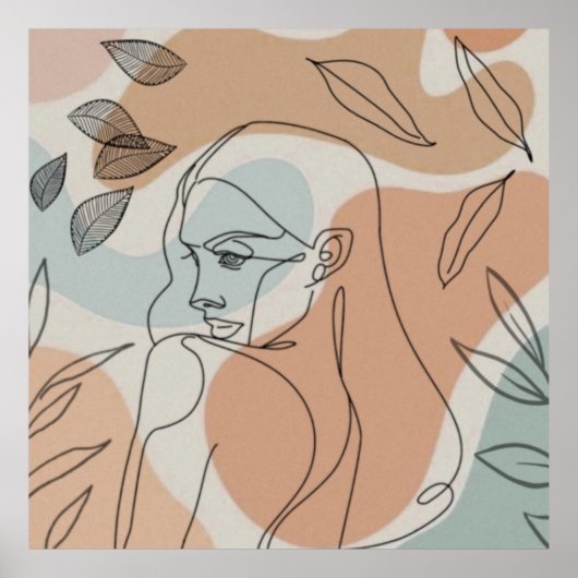 Poster Femme boho en art de ligne (Devant)