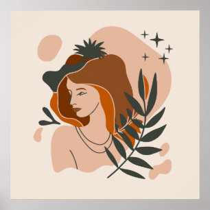 Poster Femme Boho Étoiles