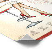 Poster Femme branchée Boire du vin (Coin)