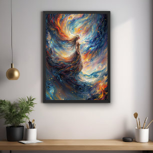 Poster Femme céleste dans l'art cosmos de feu