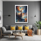 Poster Femme céleste dans l'art cosmos de feu