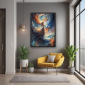 Poster Femme céleste dans l'art cosmos de feu