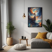 Poster Femme céleste dans l'art cosmos de feu