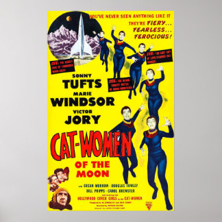 Poster Femme-chat de la lune