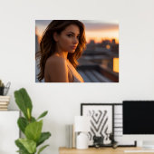 Poster Femme chaude sur le toit (Bureau à domicile)