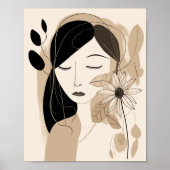 Poster Femme couleur neutre avec fleur Boho (Devant)