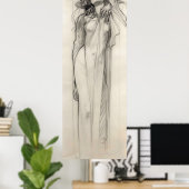 Poster Femme Crayon Dessin Alphonse Mucha Art Nouveau (Bureau à domicile)