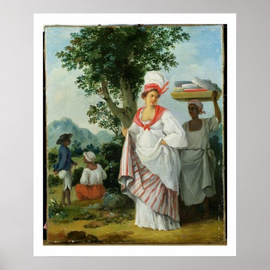Poster Femme créole antillaise avec son serveuse noire, c (Devant)
