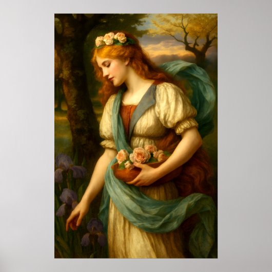 Poster Femme cueillant des fleurs (Devant)