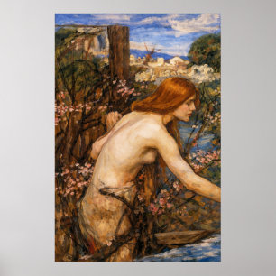 Poster Femme cueillant des fleurs par John William Waterh