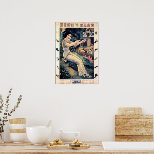 Poster FEMME dans Canton Chaussures Ancienne publicité ch (Cuisine)