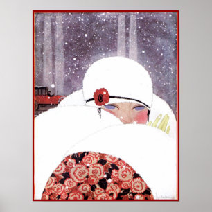 POSTER FEMME DANS LA NEIGE, MODE DE BEAUTÉ HIVER