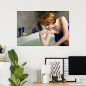 Poster Femme dans la salle de bain (Bureau à domicile)
