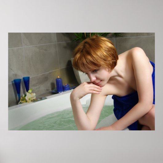 Poster Femme dans la salle de bain (Devant)