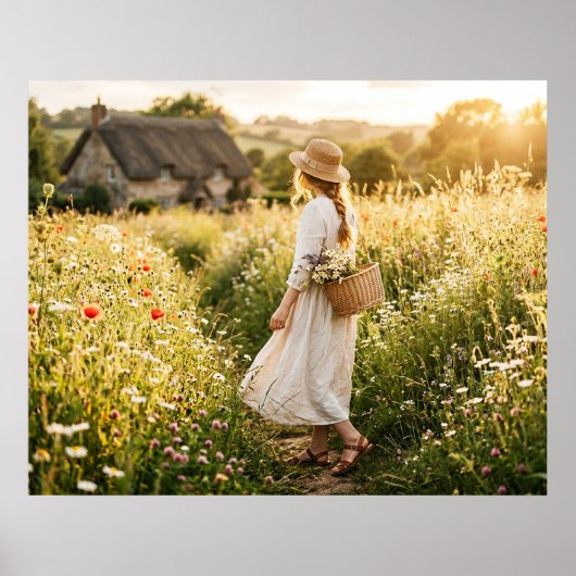 Poster Femme dans un champ de blé (Devant)