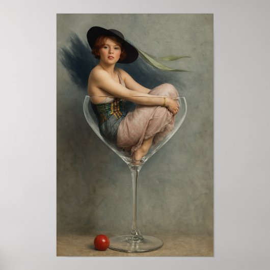 Poster Femme dans un verre à Martini (Devant)
