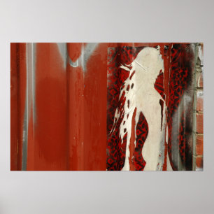 Poster Femme dans une adresse rouge
