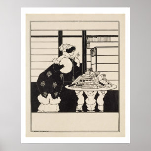 Poster Femme dans une librairie, design pour un co-propri