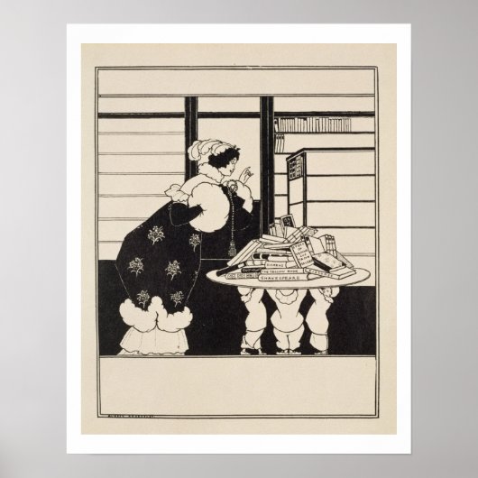 Poster Femme dans une librairie, design pour un co-propri (Devant)