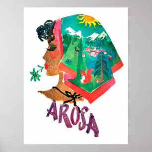 Poster Femme d'Arosa, Suisse, voyage vintage