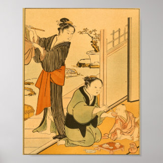 Poster Femme d'art mural japonaise vintage